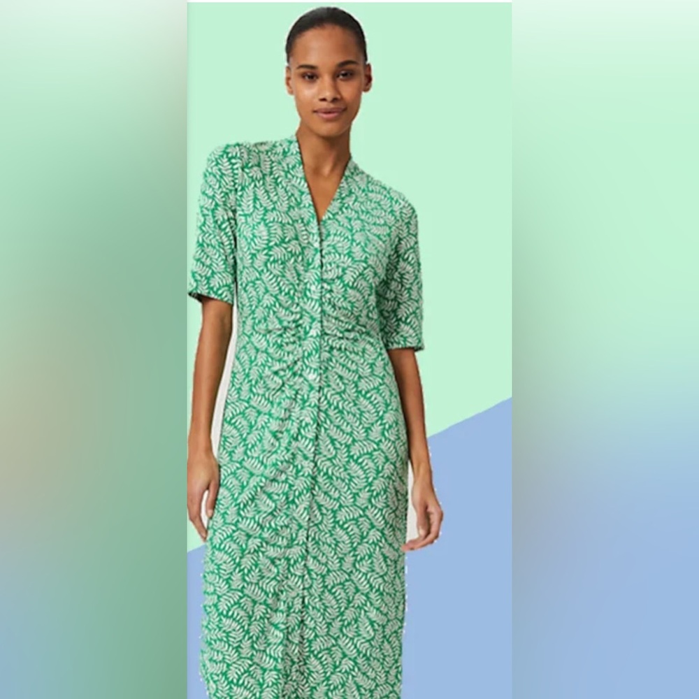Hobbs London Green Floral Print Women's Shirt Dress